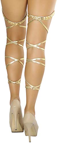 ToBeInStyle Women's Leg Wraps Ravewear Dancewear Elastic Straps Party Garter Music Festivals Costume Accessory Thigh High - color: Garter Wrap - Gold, size: One Size