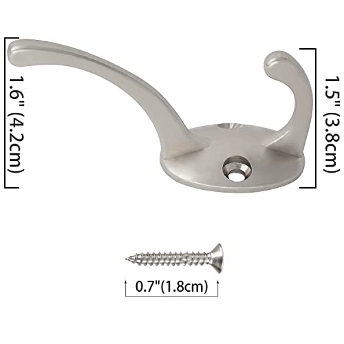 IBosins 32 Pack Silver Coat Hooks Wall Mounted with 64 Screws Retro Double Hooks Utility Silver Hooks for Coat, Scarf, Bag, Towel, Key, Cap, Cup, Hat - color: 32 Pcs Silver