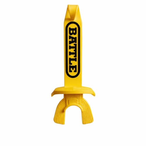 Battle Speed XL Football Mouthguard with Connected Thick Strap, Advanced Composite, No Boil, for Braces, Maximum Breathability, Youth and Adult (Bright Yellow) - color: Bright Yellow