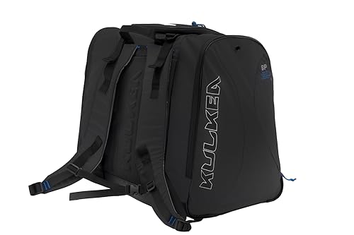KULKEA Speed Pack Ski Boot Backpack - Ski Boot Bag With Open Pack Design - Durable, Spacious, Water Resistant Gear & Boot Storage - color: Eco Black/Blue