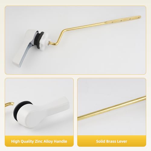 Universal Metal Toilet Handle Lever Replacement, Side/Angle Mount, White | Solid Brass Toilet Flush Handle Compatible with Kohler/American Standard/ TOTO/Gerber, Stainless Steel Chain, Easy to Install - color: White, style: Side Mount Design
