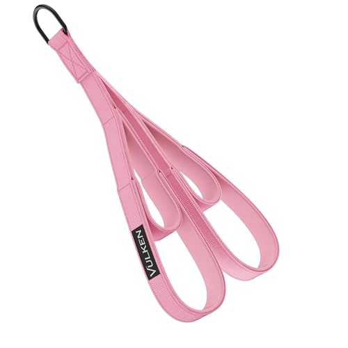Vulken Tricep Rope Cable Attachment. Two Size in One Extra Long Pull Down Rope. Triceps Extension Straps Gym Equipment. Home Workout Handles for Resistance Bands. - color: Pink