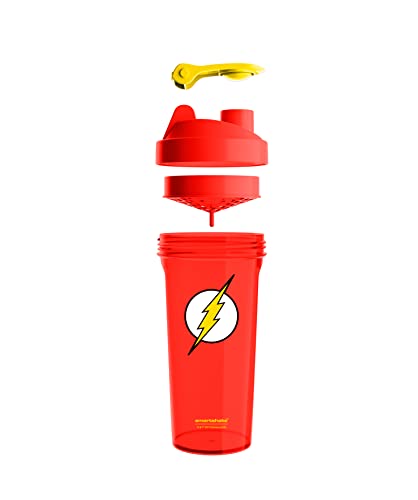 Smartshake Lite Justice League Protein Shaker Bottle 800ml – DC Comics Water Bottle, Leakproof BPA Free Gym Shaker Bottle for Protein Shakes And Protein Powder - The Flash Logo - style: The Flash