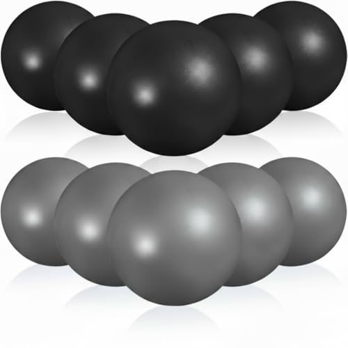 Aoriher 10 Pack 9 Inch Small Pilates Ball Bulk Mini Exercise Ball Portable Non-Slip Workout Yoga Balls with Air Pump for Stability, Barre, Fitness, Balance, Physical &Core, Gym Home Office Use - color: Gray,Black
