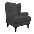 Easy-Going Stretch Wingback Chair Sofa Slipcover 2-Piece Sofa Cover Furniture Protector Couch Soft with Elastic Bottom, Spandex Jacquard Fabric Small Checks, Dark Gray - color: Dark Gray