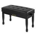 Adjustable Height Piano Bench with Storage, Solid Wood Duet Keyboard Stool, Waterproof Padded Seat Cushion, Multi-Use Bench for Piano, Vanity, Living Room, Bedroom XJ750-4(Black) - color: Black