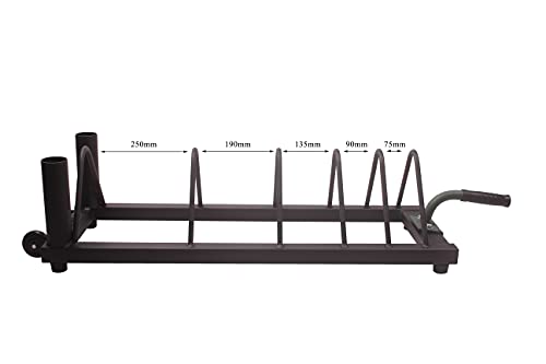 Barbell Plate Rack |Horizontal Olympic Bar Storage Rack |Weight Plates Holder with Handle and Wheels-800 lbs Capacity