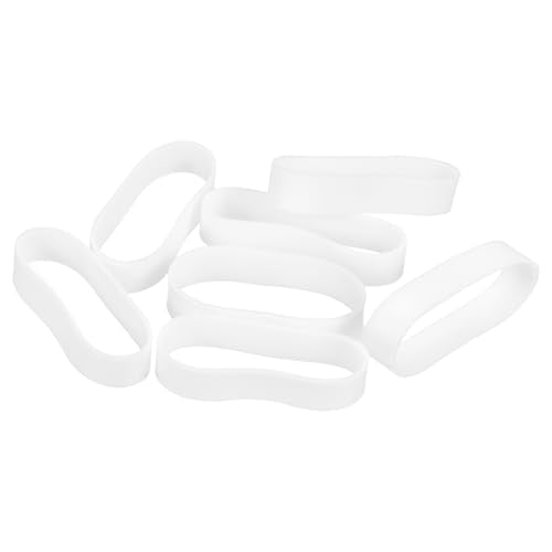 uxcell 60Pcs Silicone Rubber Bands, 5mm x 20.5mm Rubber Bands Rings Cable Ties Strong Elastic Bands Non-Slip for Cord Wrapping Bag Wraps, White - color: White, size: 5 x 20.5mm