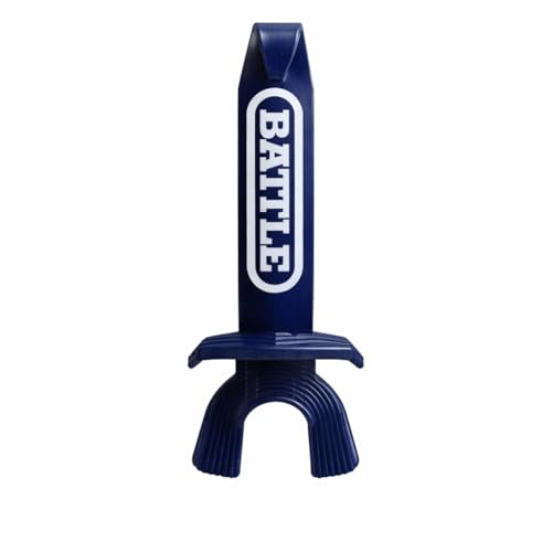 Battle Speed XL Football Mouthguard with Connected Thick Strap, Advanced Composite, No Boil, for Braces, Maximum Breathability, Youth and Adult (Navy) - color: Navy