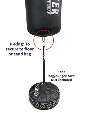 Muay Thai Punching Bag 6ft 150lbs Unfilled Made in USA - color: Black, size: With Bottom D-Ring