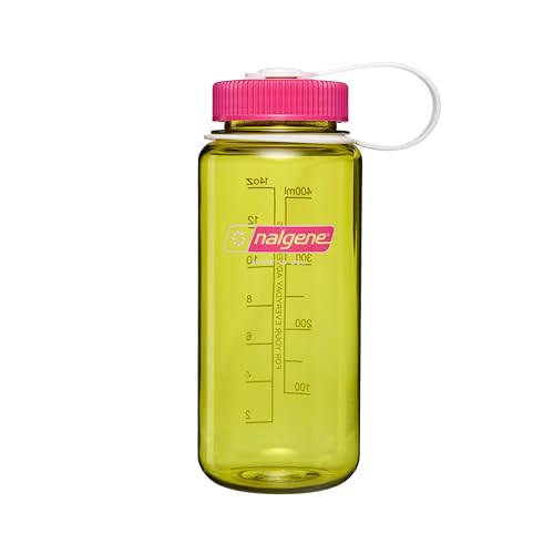 Nalgene 16 oz Wide Mouth Water Bottle | Slim Cup Holder Size, BPA-Free, Durable & Leak Proof Travel Bottle – Thrill & Motion, Endive w/Fuschia Purple - color: Endive w/Fuchsia Purple, size: 16 Ounces