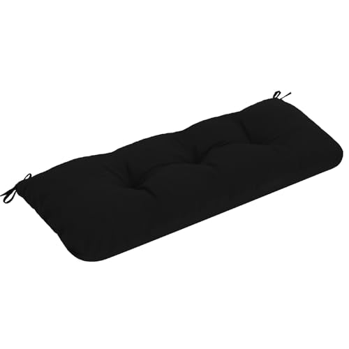 Outdoor Bench Cushion Waterproof, Tufted Bench Seat Cushion | 36 x 15 Inch Patio Wicker Indoor Seat Pads for Outside Garden Patio Balcony, Black - color: Black, size: 36x15 Inch