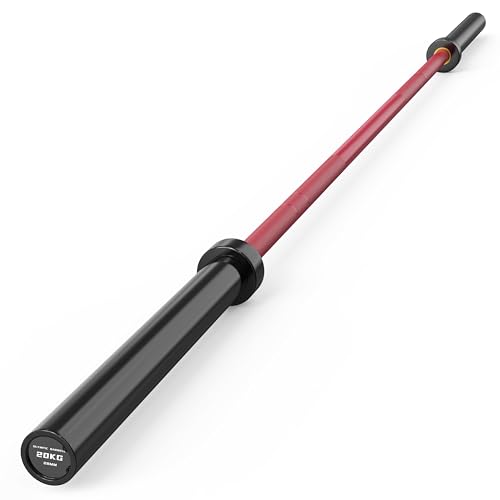 HANDBODE 7 FT Olympic Barbell 45 LB, 2-Inch Standard Weight Bar, 1000 LB | Needle Bearings, Knurled Grip, Hard Chrome Coating, Powerlifting, Bench Press, Deadlift, Squat, Hip Thrusts And Cleans - color: Red