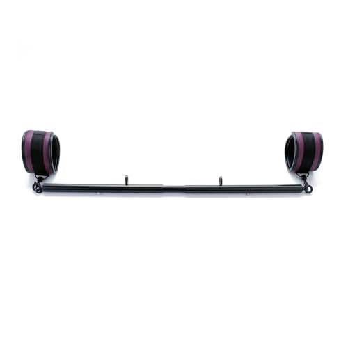 Spreader Bar Heavy Duty Expandable Exercise with 2 pcs Adjustable Strap, Yoga Training Fitness Gear, Workout Bar,Sports Gym Kit - style: Black+Eggplants PU Kit