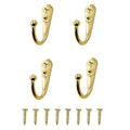 4 Pcs Wall Mounted Hooks for Bedroom,Bathroom,Kitchen,and Cabinet Hangers (with 8 Screws)-Gold - color: Gold