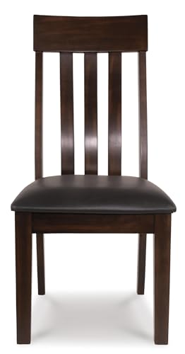 Signature Design by Ashley Haddigan Faux Leather Cushioned Rake Back Dining Chair, 2 Count, Dark Brown | Easy-to-clean faux leather upholstery, Wood frame and wood products and other construction, Supportive rake-back design - color: Dark Brown, style: 0