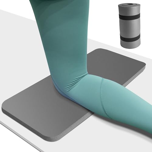 Yoga Knee Pad Cushion, 24 x 9.8 x 0.8 in Thick Mini Yoga Mat, Odor-Free NBR Workout Mat with Storage Strap, Small Exercise Mat for Yoga, Pilates, Kneeling, Planks & Home Gym - color: Gray