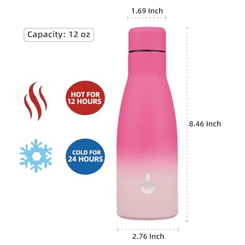 BJPKPK Insulated Water Bottle 12oz Small Stainless Steel Water Bottles Reusable Metal Thermal Keep Cold and Hot,Cherry - color: Cherry, size: 12 Ounces