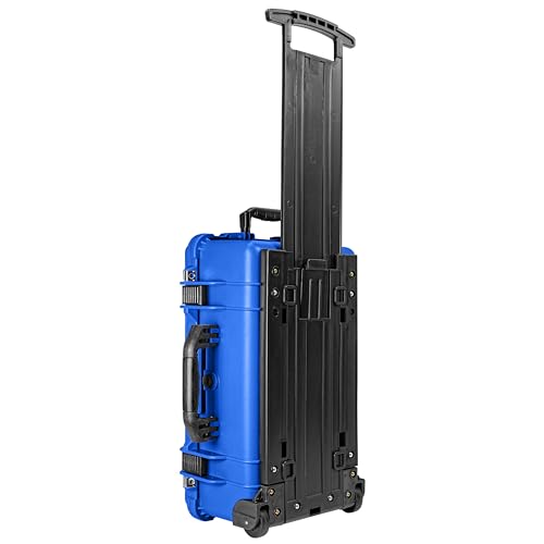 Eylar 22" Carry-On Roller Hard Case With Ragar Reconfigurable & Reusable XP Crosslink Foam, Waterproof, Shockproof For Equipment, Drones And Cameras, TSA Standard (2 Ragar Layers) (Blue) - color: Blue