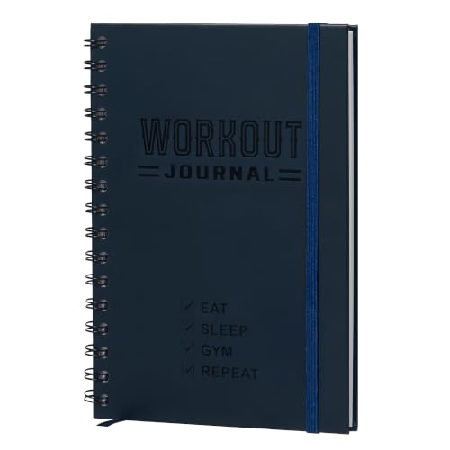 Nextnoid Hardcover Fitness Journal Workout Planner for Men & Women - A5 Sturdy Workout Log Book to Track Gym & Home Workouts - Navy Blue - color: G.Navy Blue, style: Fitness