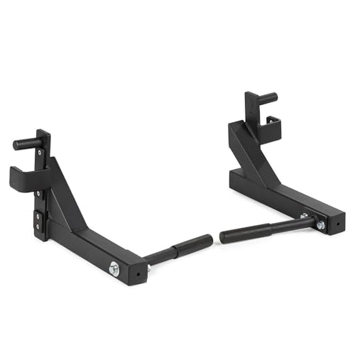 Titan Fitness T-2 Series Dip Bars, J-Hook Power Rack Mounted Attachment, 24" Handle Spread, 880 LB Capacity for Chest. Shoulder, & Arm Strength Training