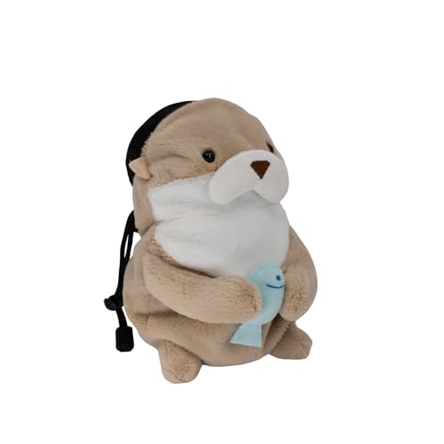 Rock Climbing Chalk Bag – Cute Plush Chalk Bag for Bouldering, Gym, Indoor & Outdoor Climbing – Drawstring Closure, Adjustable Waist Belt – Fun Character Design for Climbers - color: Baby Otter