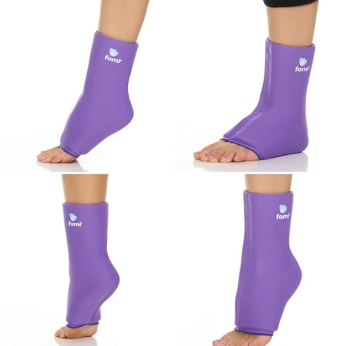 FOMI Hot Cold Ankle Foot Gel Ice Pack Wrap | Premium Comfort 360 Degree Solid Gel Cooling Compression for Plantar Fasciitis, Heel Spurs, Achilles, Tendonitis, Sore Feet, Gout (Purple) - color: Purple
