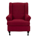 CRFATOP 2 Piece Stretch Wingback Chair Cover Jacquard Wing Chair Slipcovers Spandex Fabric Wingback Armchair Covers with Elastic Bottom for Living Room Bedroom Wingback Chair,Burgundy - color: Color C26-burgundy