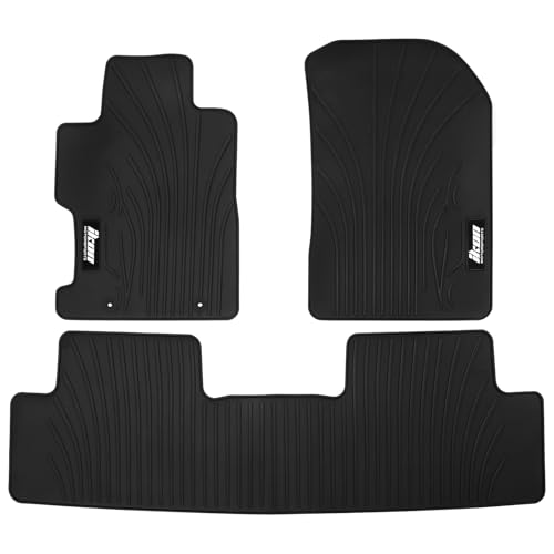 Fit 2006-2011 Honda Civic 2/4 Door Floor Mat IKON Style Latex Rubber Black | IKON MOTORSPORTS, All Weather Easy Clean Interior Car Carpets Full Set 3 Pieces - color: Black