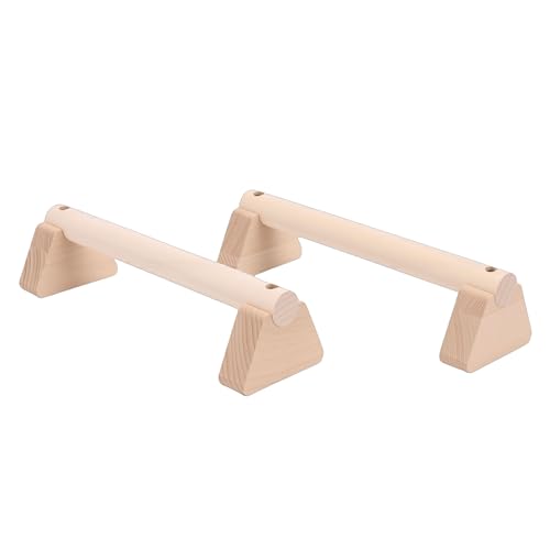 2Pcs Parallettes Push Up Bar, Wooden Parallettes Handle Stands Grip Body Strength Training, Push Up Stand with Anti Slip Pad, Balance Beam Exercise for Men Strength Training - size: 30cm