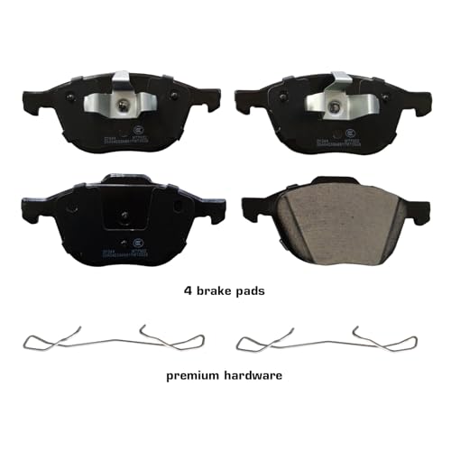 D1044 Front Ceramic Brake Pad Set for Ford Focus 2005-2007, EcoSport 2013 | for Mazda 3 2004-2006, 5 2006 | for Volvo C30 2008-2013, C70 2006-2013, S40 2004-2011, V50 2005-2011