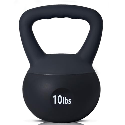 sogesfurniture Soft Kettlebells,Safe Strength Training Kettlebells,Iron Sand Filled Weights Strength Training Kettlebells,Fitness Soft Kettlebells for Women Men Children - color: 10LBS-Black&Grey