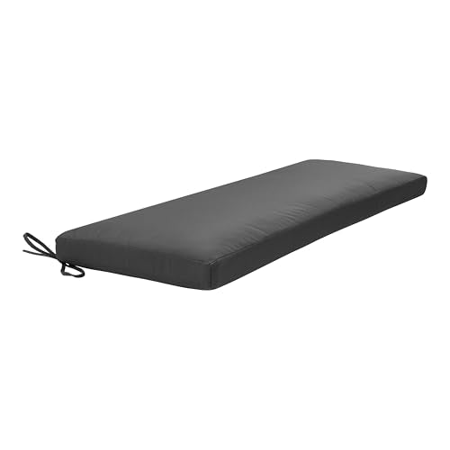 QILLOWAY Indoor/Outdoor Bench Cushion, Thick Upholstery Foam Couch Swing Pads with Ties,48-Inches,Dark Grey - color: Dark Grey