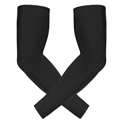 HDE Arm Compression Sleeves for Kids Basketball Shooting Sleeve Youth Sports Cooling Sun Protection Football Baseball 1 Pair - color: Black, size: Youth Large