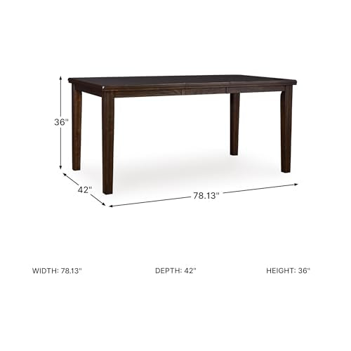 Signature Design by Ashley Wood Counter Height Extendable Dining Table | Durable hardwood & oak veneers, Space-saving 18-inch self-storing butterfly leaf, Seats up to 8 guests, Haddigan Series - color: Dark Brown, style: Counter Height Table