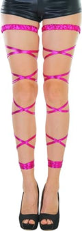 ToBeInStyle Women's Leg Wraps Ravewear Dancewear Elastic Straps Party Garter Music Festivals Costume Accessory Thigh High - color: Metallic Garter Wrap - Hot Pink, size: One Size