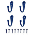 4 Pcs Wall Mounted Hooks for Bedroom,Bathroom,Kitchen,and Cabinet Hangers (with 8 Screws)-Royal Blue - color: Royal Blue