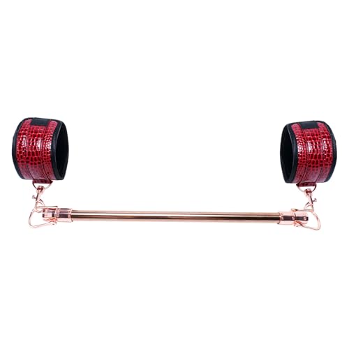 Spreader Bar Stainless Steel Vintage Black Bar with 2pcs Adjustable Straps,Sports Aid Training Fitness Gear Pilates Aid Kit, Home Restore Pilates Indoor Yoga Set - style: Fixed RoseGold+Red Crocodile Kit