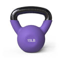 Mikolo Neoprene Coated Cast Iron Kettlebells 5-30LB Set, Solid Weight Set with Wide Grip Handle and Flat Bottom, Ideal for Full Body Strength Training at Home Gym - size: 15LB