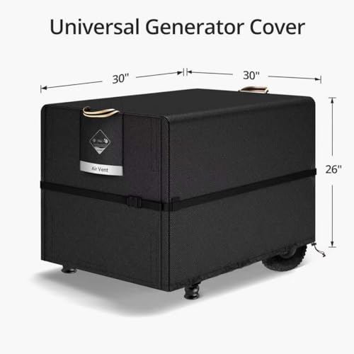 QH.HOME Waterproof Generator Cover 30x30x26 inch ,900D Heavy Duty Oxford with Secure Windproof Buckle- for Most Generators 5500-15000 Watt, Black - size: 30"(L) x 30"(W) x 26"(H)