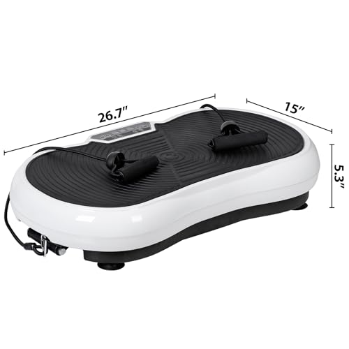 Full Body Vibration Platform Massage Machine Workout Trainer with Bluetooth Music Connection - color: White