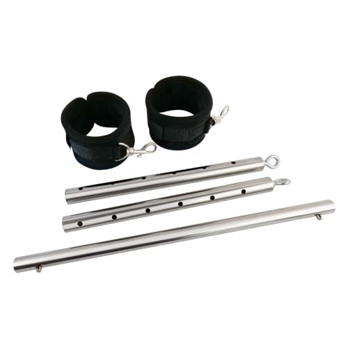 Spreader Bar Heavy Duty Expandable Exercise with 2 pcs Adjustable Strap, Yoga Training Fitness Gear, Workout Bar,Sports Gym Kit - style: Silver+Black Furry Kit