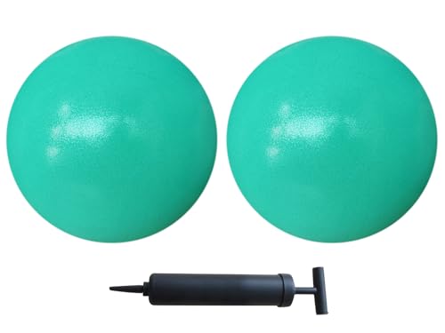 AppleRound Exercise Ball with Pump, 9-Inch Small for Pilates, Yoga, Core Stability - Choose: [Pack of 1 Ball + 1 Pump] or [Pack of 2 Balls + 1 Pump] - color: Turquoise x2