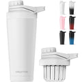 Greatyos Stainless Steel Shaker Bottle with Noise-Free Design - Patented 24 oz Insulated Metal Shakers Bottles Cup for Protein Mixes and Pre Workout 100% Leak Proof (White) - color: White