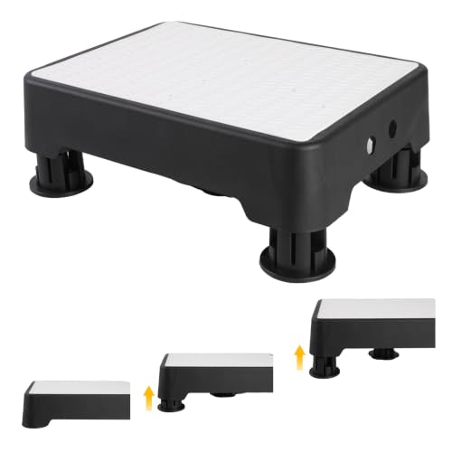 Adjustable Step Stool for Adults, Toddler Step Stools, 800 LBS Capacity Non-Slip Safety Step Platform for Elderly and Kids, Portable Stair Assist for Cars, Bedside, Kitchen, and Shower, White - color: White