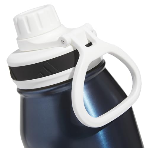 adidas Stainless Steel Metal Water Bottle 34 oz (1L) Screw Cap - color: Mineral Blue/White/Black