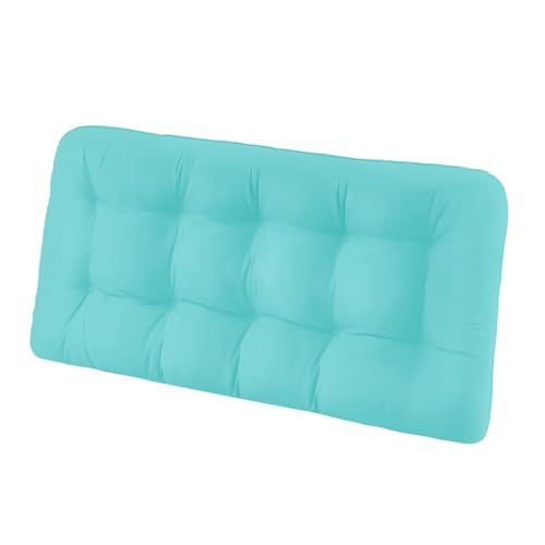 Tufted Bench Cushions for Outdoor Furniture, 48" x 18" Porch Swing Cushions Filled with Foam, Overstuffed Patio Cushions for Bench Loveseat with 2-3 Seats,Thick and Water Resistant, Teal - color: Teal, size: 48" x 18" x 5"