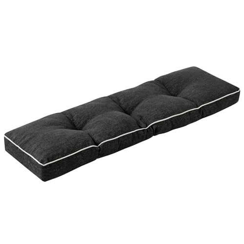 IPYNBAP Bench Cushion, 42 x 16 Inch Patio Furniture Cushions with Durable Ties, Soft Memory Foam Bench Cushions for Indoor/Outdoor Furniture with Non-Slip Bottom, Kitchen&Dining, Black - color: Black, size: 42*16+4”