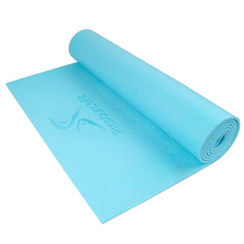 ProsourceFit Original Yoga Exercise Mat 1/4” (6mm) Thick for Comfort and Stability with Carrying Straps, Non Slip –Multiple Colors - color: Aqua