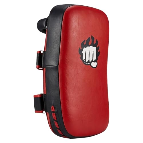 Punch Sports Muay Thai Pad – Curved Kickboxing Strike Pads with EVA Foam Padding,Synthetic Leather Training Pad for MMA, Karate & Boxing - size: Single